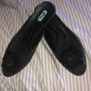 Oka b peep toe mules